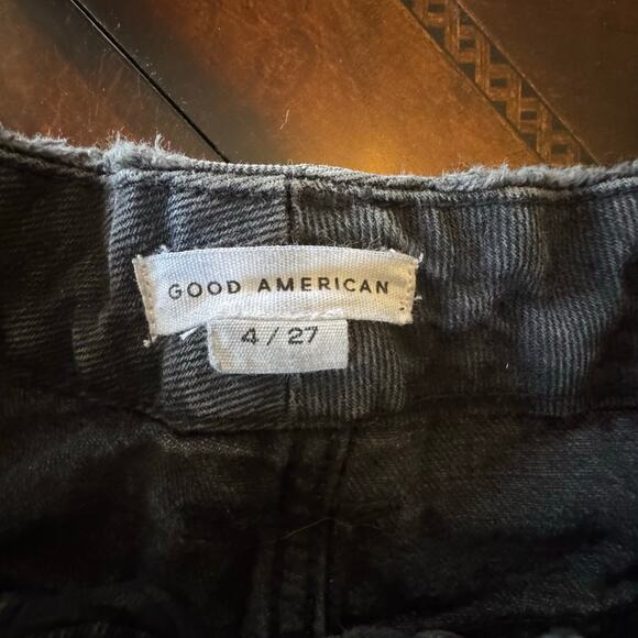 Good American High Waisted Washed Black Long Straight Leg Jeans 4/27 - Picture 6 of 9